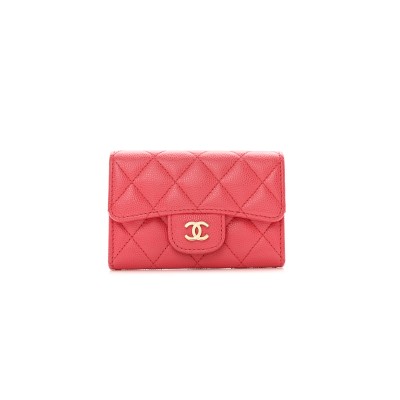 CHANEL CAVIAR QUILTED FLAP CARD HOLDER PINK AP0214 (11.3*7.5*2.5cm)